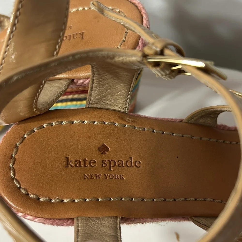 Kate Spade Striped Espadrilles patent leather high heeled sandals size 9